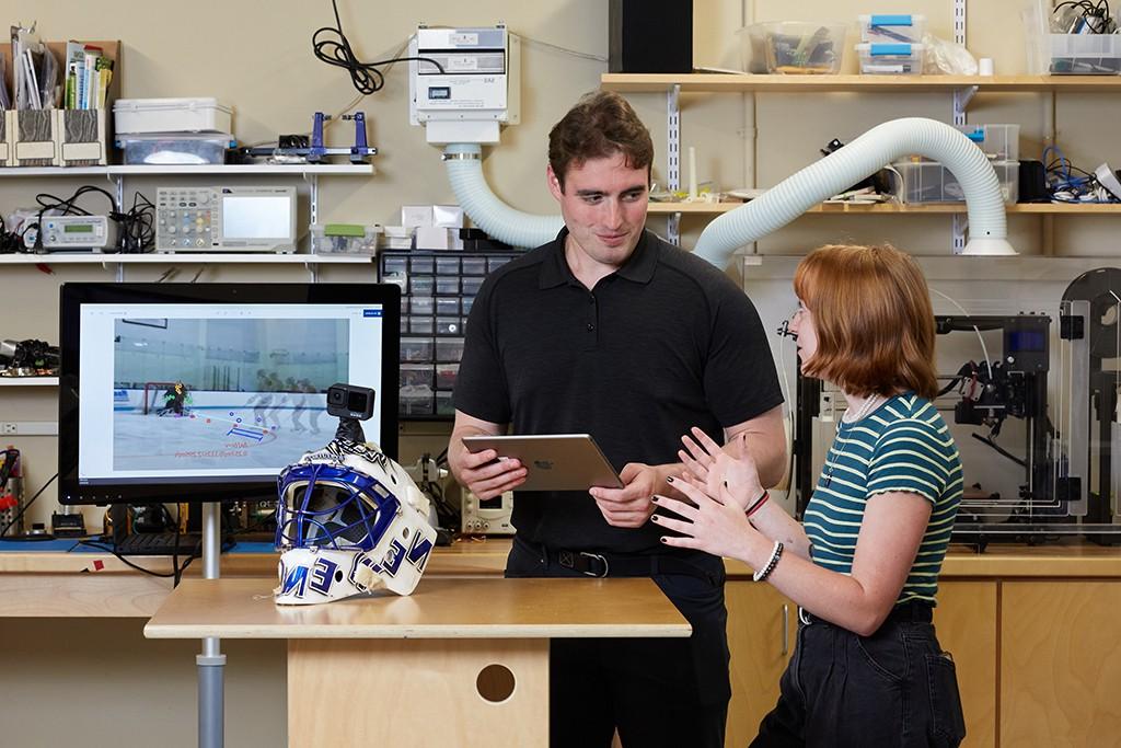 Two students work on a project in the makerspace