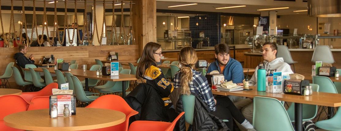 Students eating in the Commons dining hall